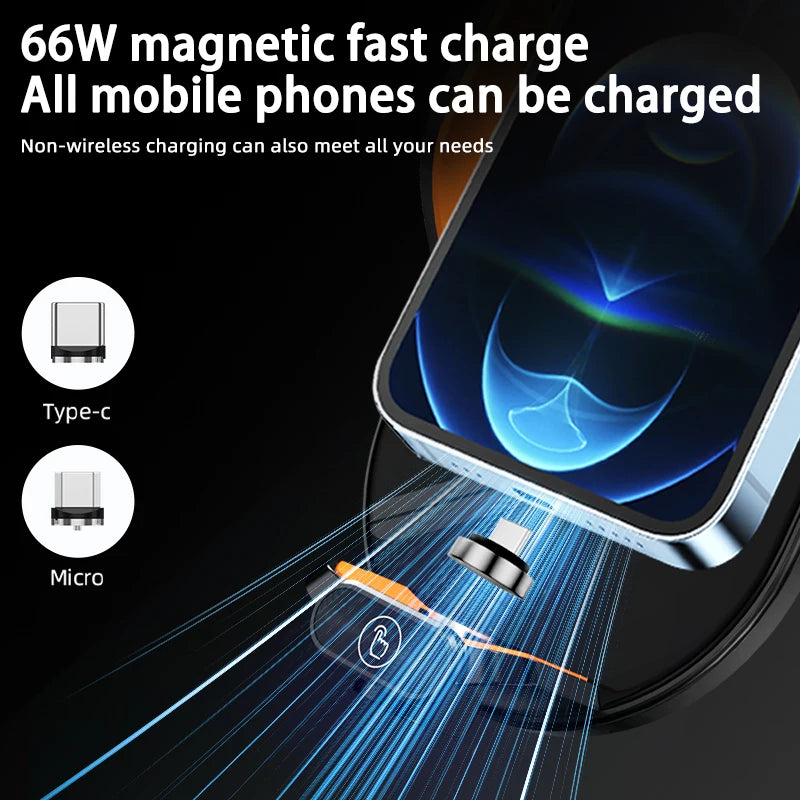 Wireless Car Charger & Auto-Clamp Phone Mount 66W