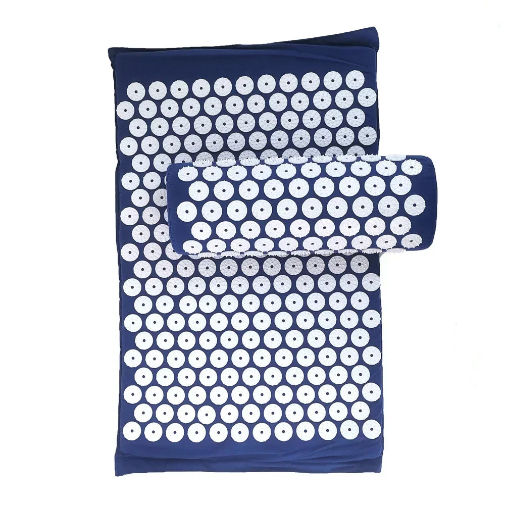 Acupressure mat and pillow set with carry bag