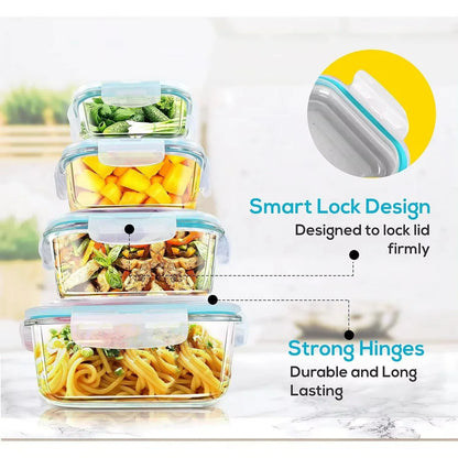 Borosilicate glass meal prep container, open lid detail