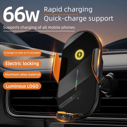 Wireless Car Charger & Auto-Clamp Phone Mount 66W