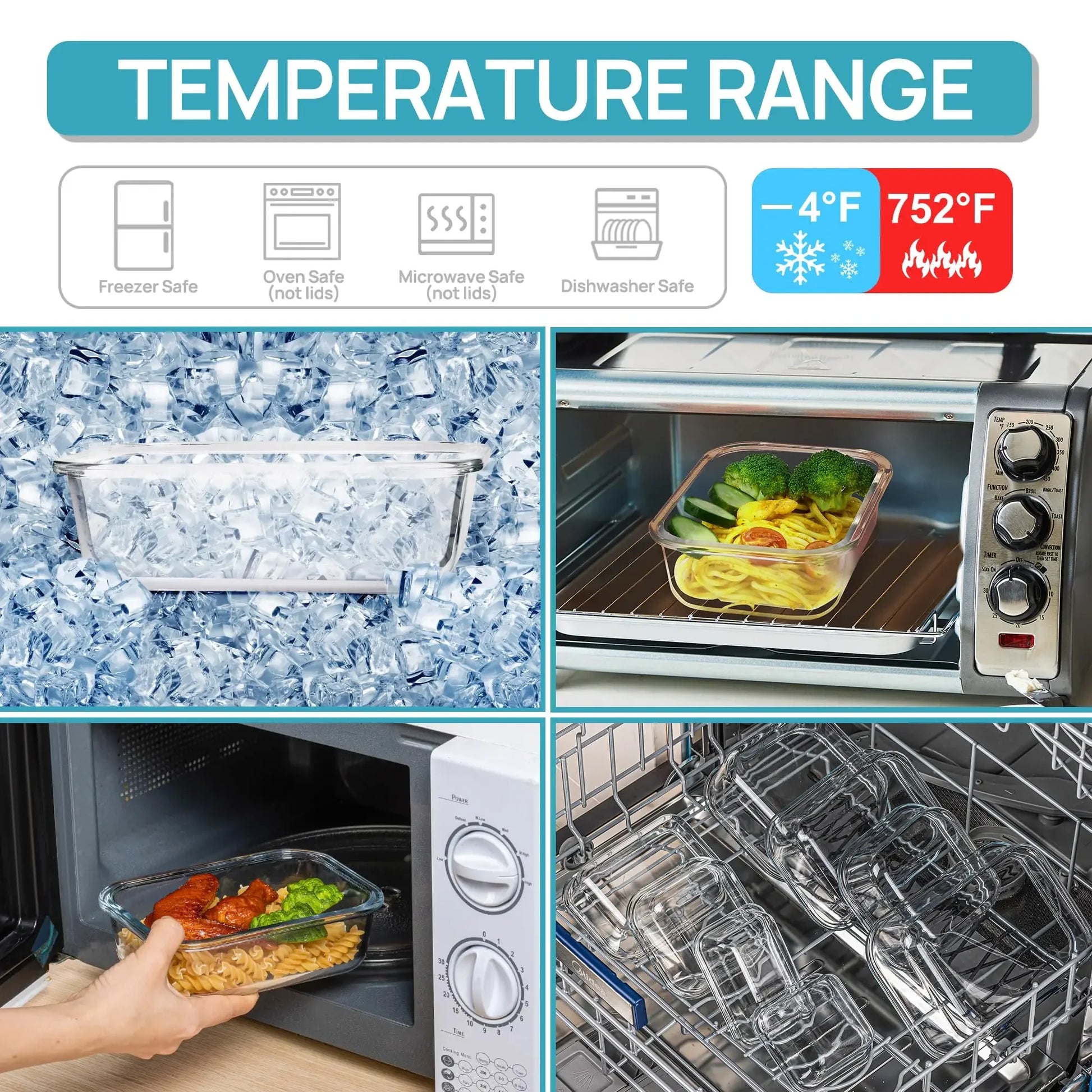 Borosilicate glass meal prep containers in the fridge