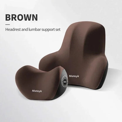 Ergonomic Neck & Lumbar Pillow Set – Memory Foam Travel & Car Comfort Kit