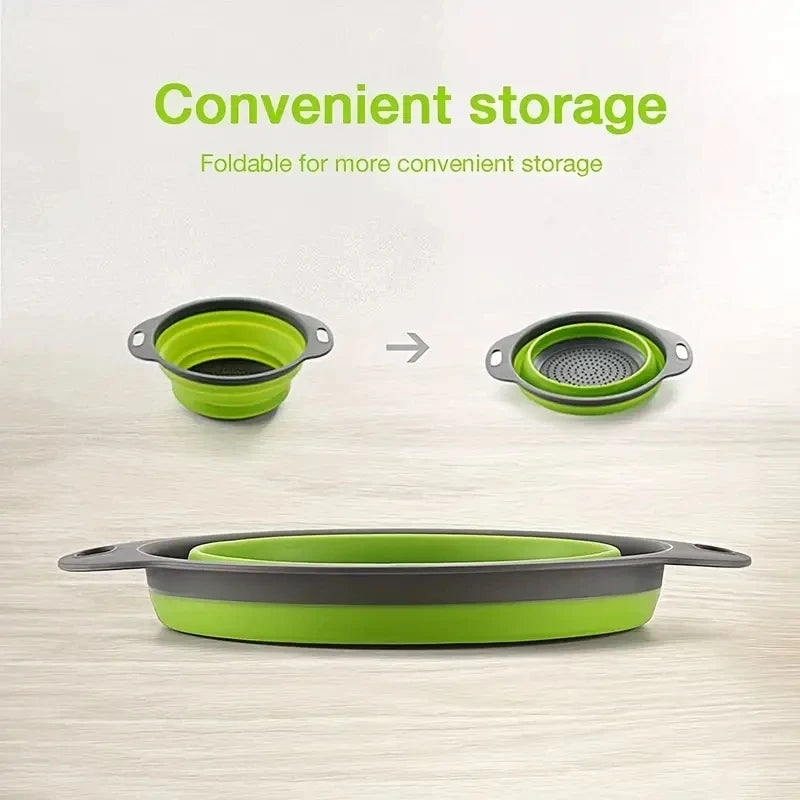 Collapsible silicone colander, color and size options