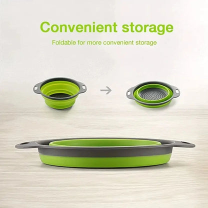 Collapsible silicone colander, color and size options