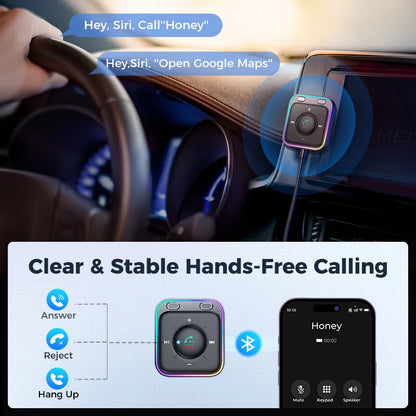 Joyroom Bluetooth 5.4 AUX Adapter – Dual Mics, Noise Cancellation & Hands-Free Calling