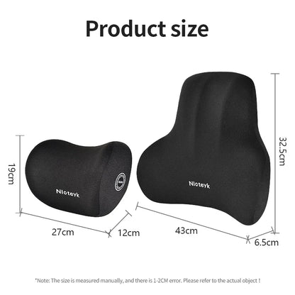 Ergonomic Neck & Lumbar Pillow Set – Memory Foam Travel & Car Comfort Kit