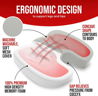 Ergonomic Memory Foam Seat Cushion – Pressure Relief Pad for Office, Hemorrhoid & Long Sitting Comfort