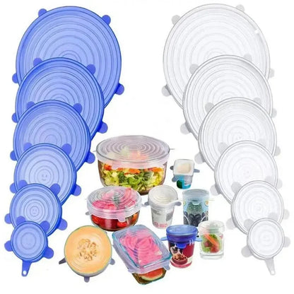 Silicone stretch lids stored flat in a drawer