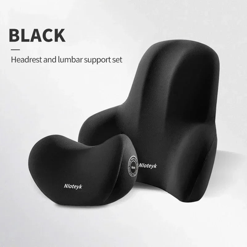 Ergonomic Neck & Lumbar Pillow Set – Memory Foam Travel & Car Comfort Kit