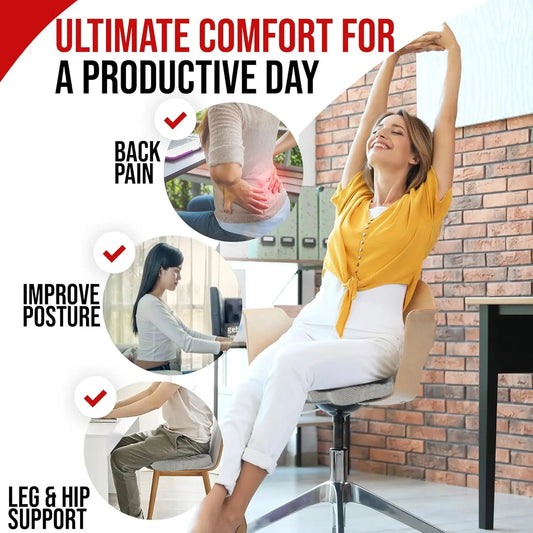 Ergonomic Memory Foam Seat Cushion – Pressure Relief Pad for Office, Hemorrhoid & Long Sitting Comfort