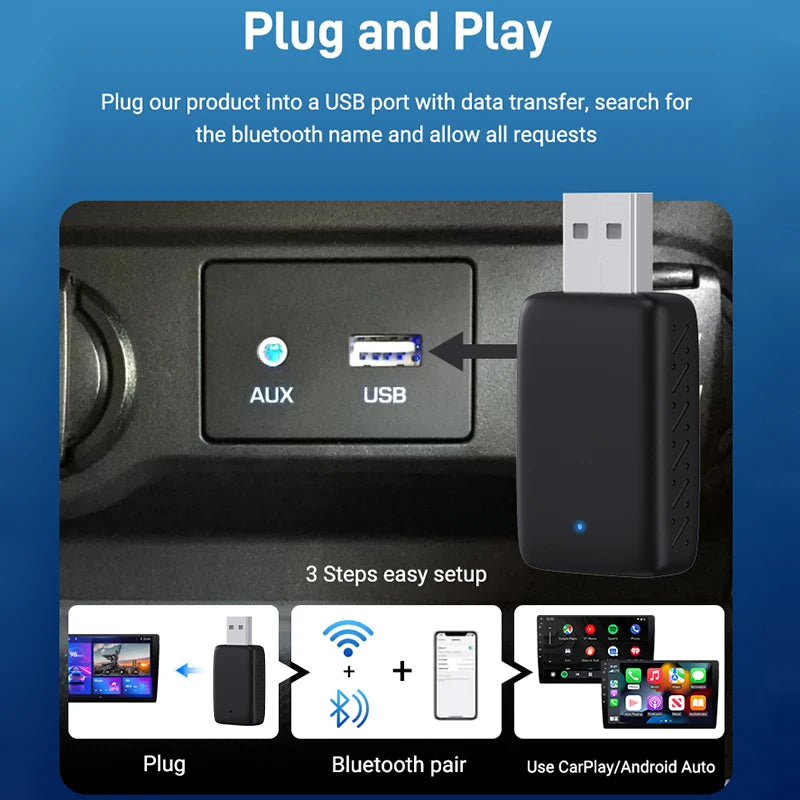 Wireless CarPlay & Android Auto Adapter – 2-in-1