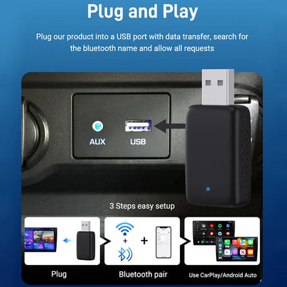 Wireless CarPlay & Android Auto Adapter – 2-in-1