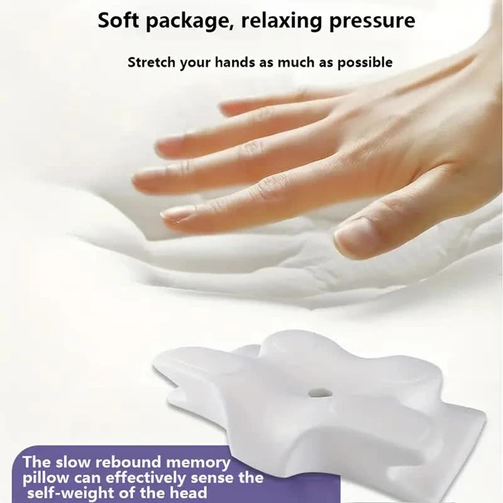 Contour memory foam neck pillow, breathable cover detail