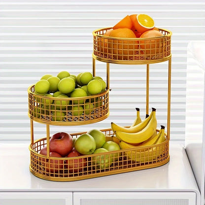 3-Tier Stainless Steel Fruit Basket, black and gold color options