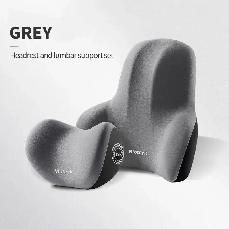 Ergonomic Neck & Lumbar Pillow Set – Memory Foam Travel & Car Comfort Kit