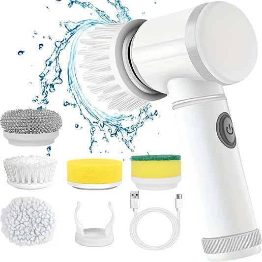 AbuyZaar Cordless Electric Spin Scrubber with 5 brush heads