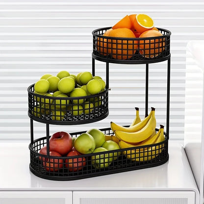 3-Tier Stainless Steel Fruit Basket, close-up of basket weave detail