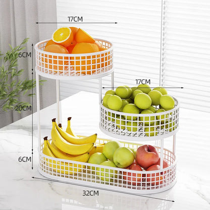 3-Tier Stainless Steel Fruit Basket – Space-Saving Countertop Storage Rack