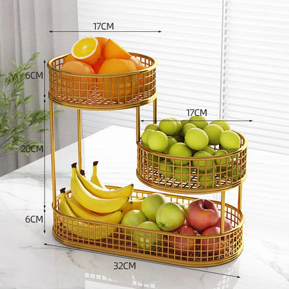 3-Tier Stainless Steel Fruit Basket – Space-Saving Countertop Storage Rack