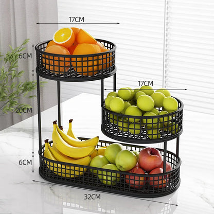 3-Tier Stainless Steel Fruit Basket – Space-Saving Countertop Storage Rack