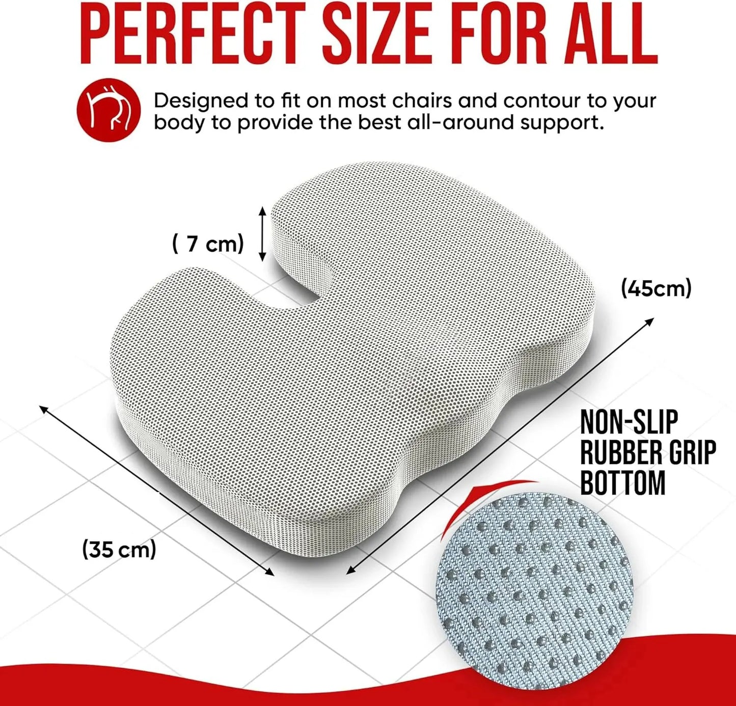 Ergonomic Memory Foam Seat Cushion – Pressure Relief Pad for Office, Hemorrhoid & Long Sitting Comfort