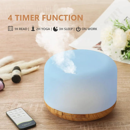 500ML wood grain aroma diffuser, remote control detail