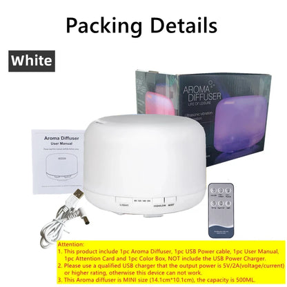 500ML Wood Grain Aroma Diffuser – Essential Oil Humidifier with Night Light