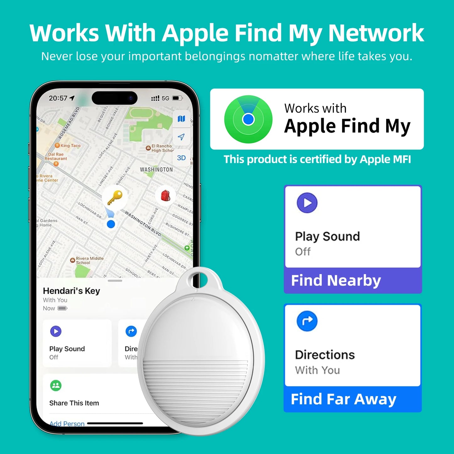 Mini Bluetooth GPS Tracker – Smart Locator for Keys, Wallets, Pets (iOS )
