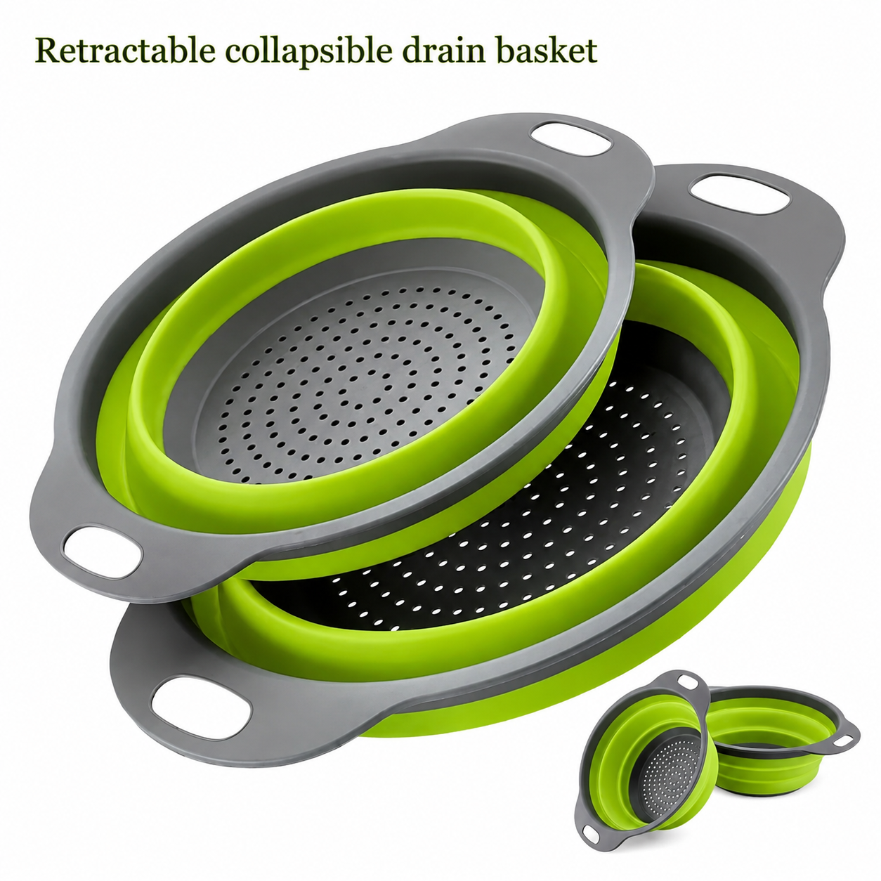 Collapsible Silicone Colander on white background