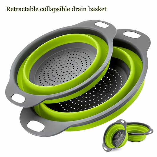 Collapsible Silicone Colander on white background