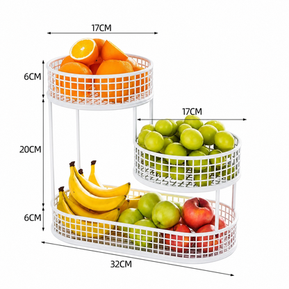 3-Tier Stainless Steel Fruit Basket on white background
